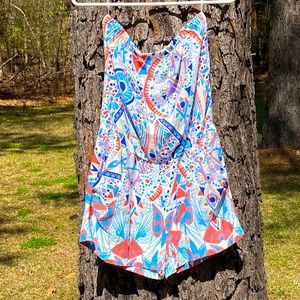 NWOT Tyche Strapless Romper Shorts Multicolor Med.